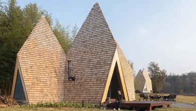 Las cabañas Sprite, entre el Lago Fragante de la ciudad de Huanggang y un bosque de bambúes / WIKI WORLD