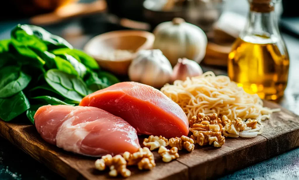 Ingredientes tallarines con espinacas Ingredientes tallarines con espinacas